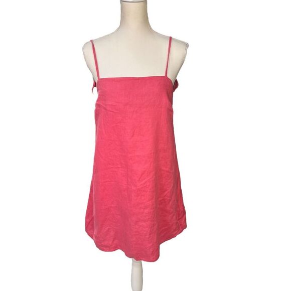 Reformation Dresses & Skirts - Reformation Aubrey Linen Spaghetti Strap Mini Dress Coral Pink Size Small